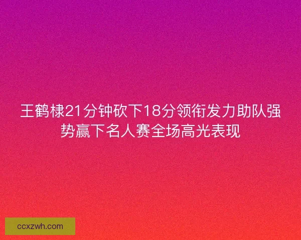王鹤棣21分钟砍下18分领衔发力助队强势赢下名人赛全场高光表现