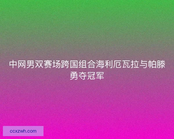中网男双赛场跨国组合海利厄瓦拉与帕滕勇夺冠军