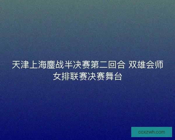天津上海鏖战半决赛第二回合 双雄会师女排联赛决赛舞台