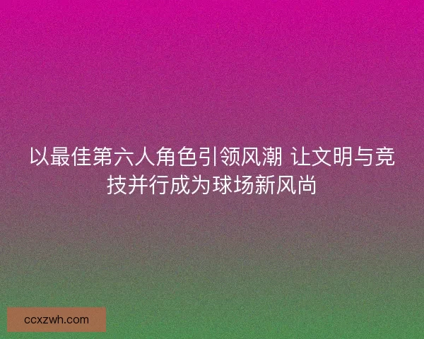 以最佳第六人角色引领风潮 让文明与竞技并行成为球场新风尚