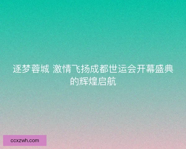 逐梦蓉城 激情飞扬成都世运会开幕盛典的辉煌启航