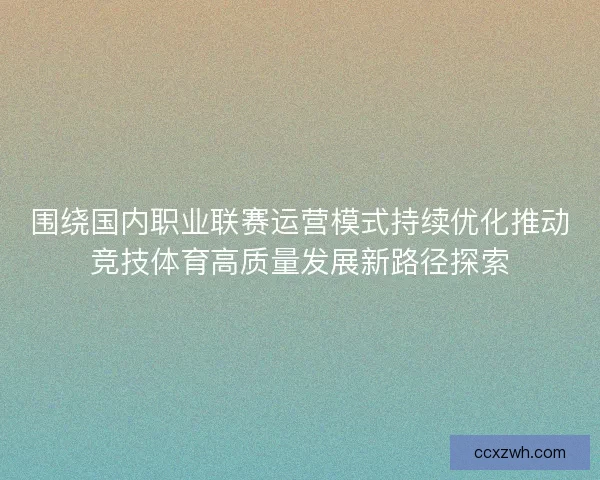 围绕国内职业联赛运营模式持续优化推动竞技体育高质量发展新路径探索 围绕国内职业联赛运营模式持续优化推动竞技体育高质量发展新路径探索