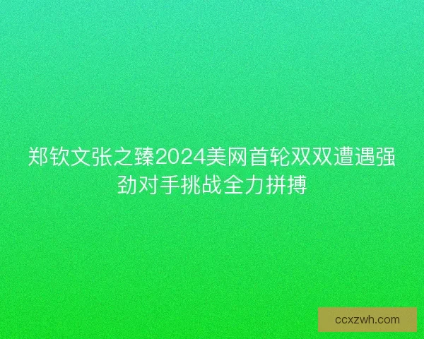 郑钦文张之臻2024美网首轮双双遭遇强劲对手挑战全力拼搏